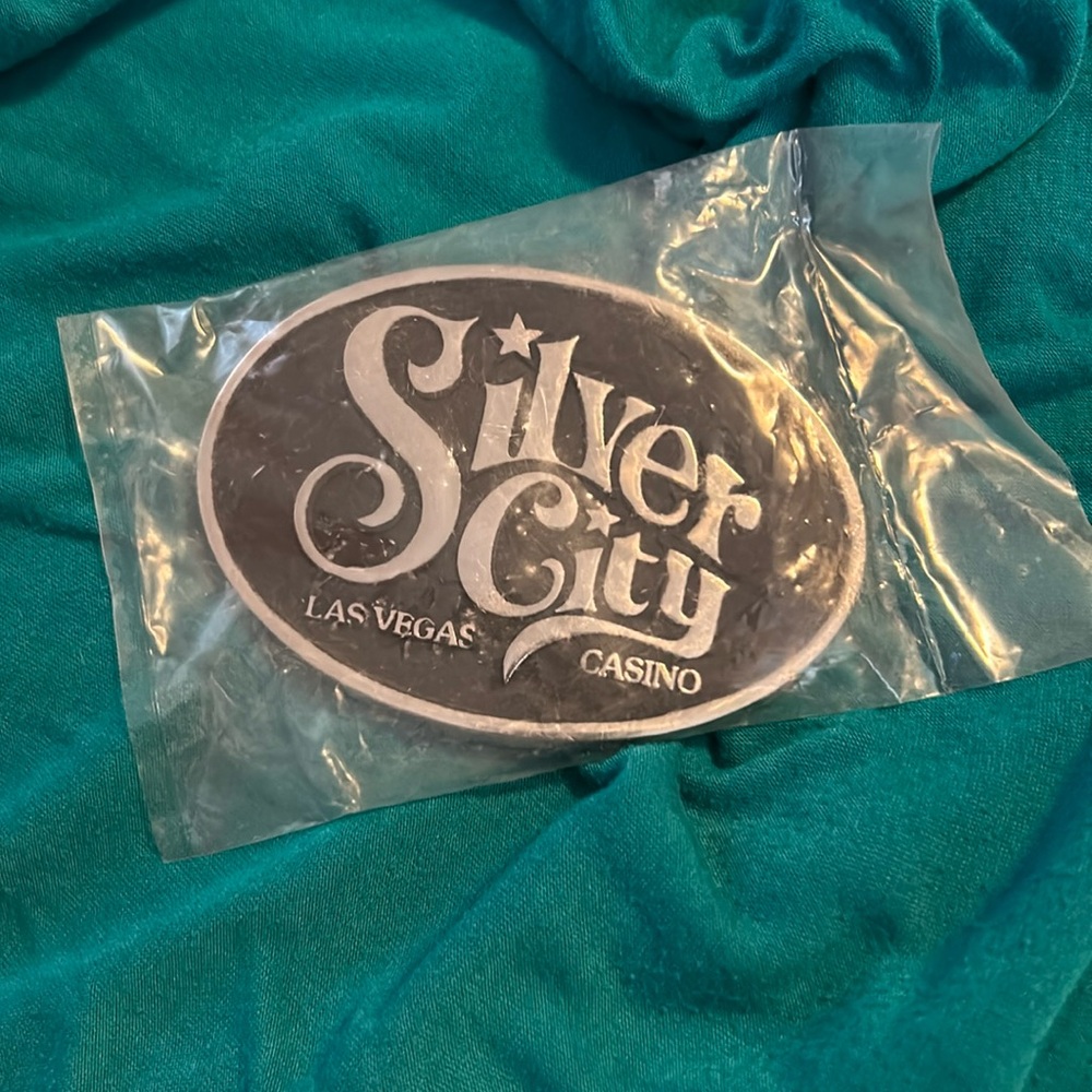 Silver City souvenir Belt Buckle from the defunct Las Vegas Casino Nevada